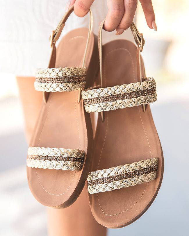 Sandale plate femme confort dorée - Rosie - Casualmode.de