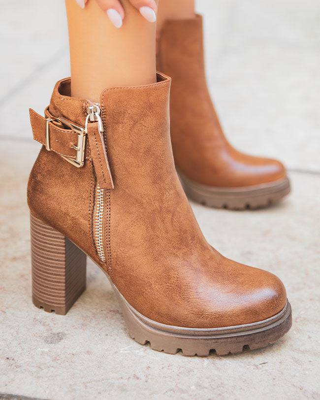 Bottines femme camel à talon nubuk - Belle - Casualmode.de