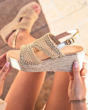 Sandale Frau Keil Espadrille gold - Morgane - Casualmode.de