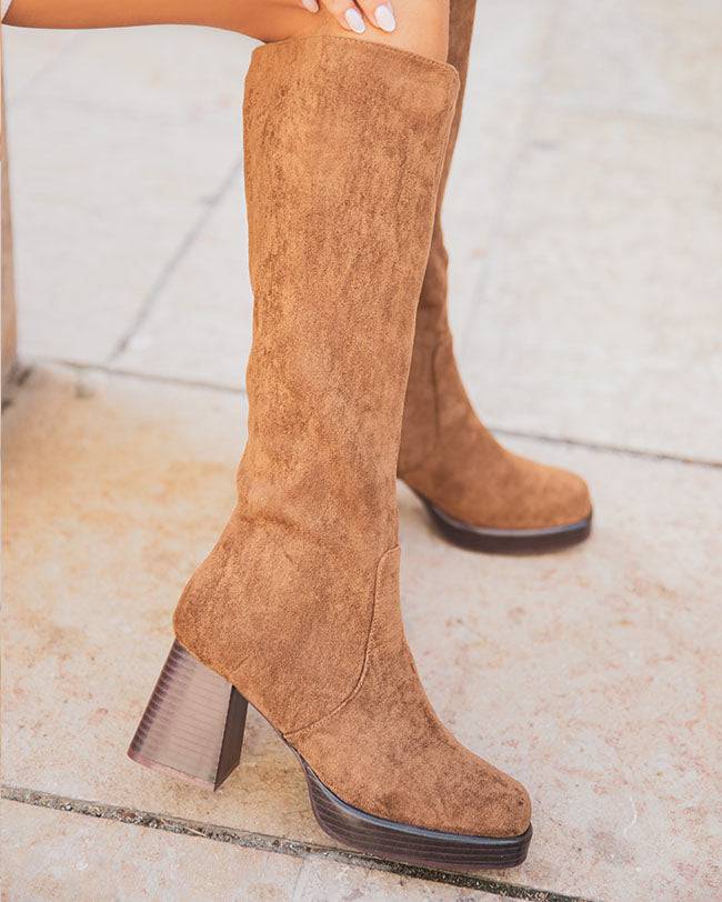 Bottes femme camel à talon - Elinor - Casualmode.de