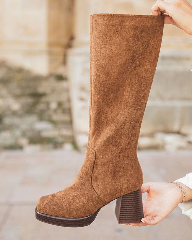 Bottes femme camel à talon - Elinor - Casualmode.de