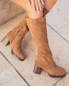 Bottes femme camel à talon - Elinor - Casualmode.de